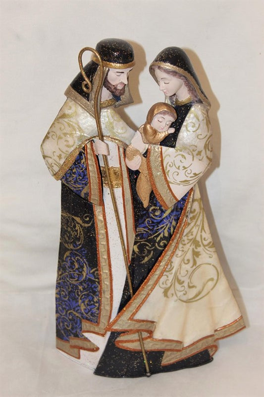 8.5 x 14" Metal Holy Family, Navy/Ivory/Gold