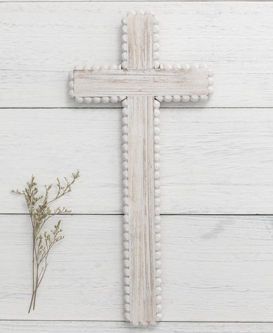 14" Wood Beaded Wall Cross