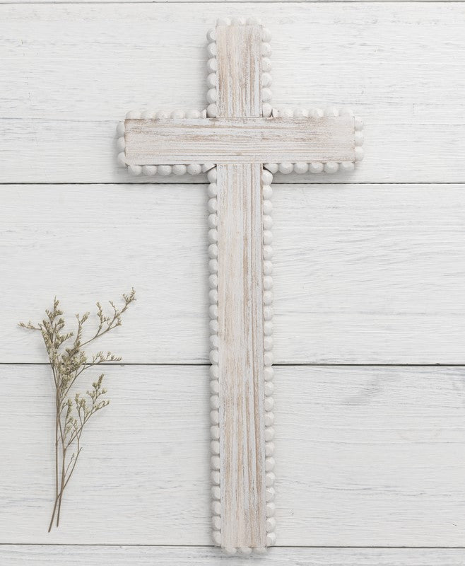 14" Wood Beaded Wall Cross