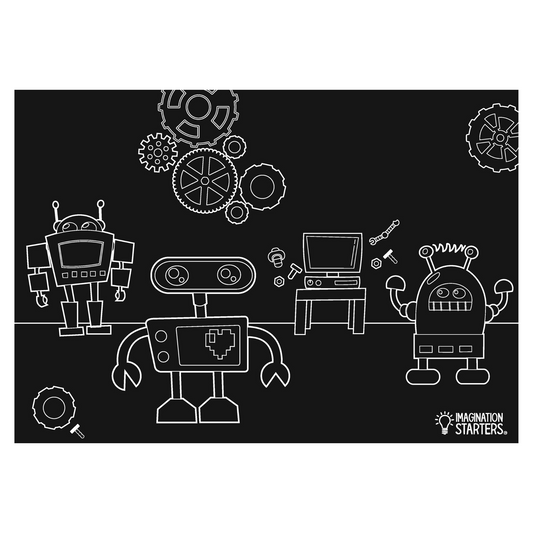 Chalkboard Placemat Robots